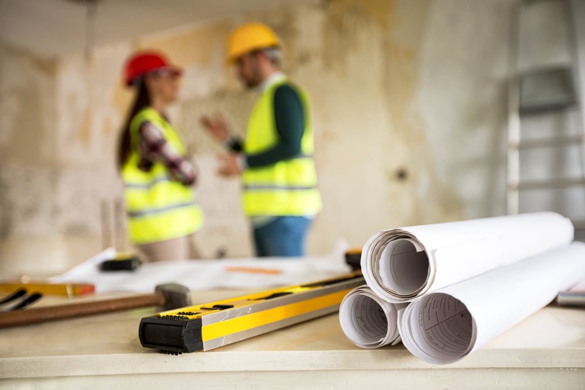 Engineers at construction site